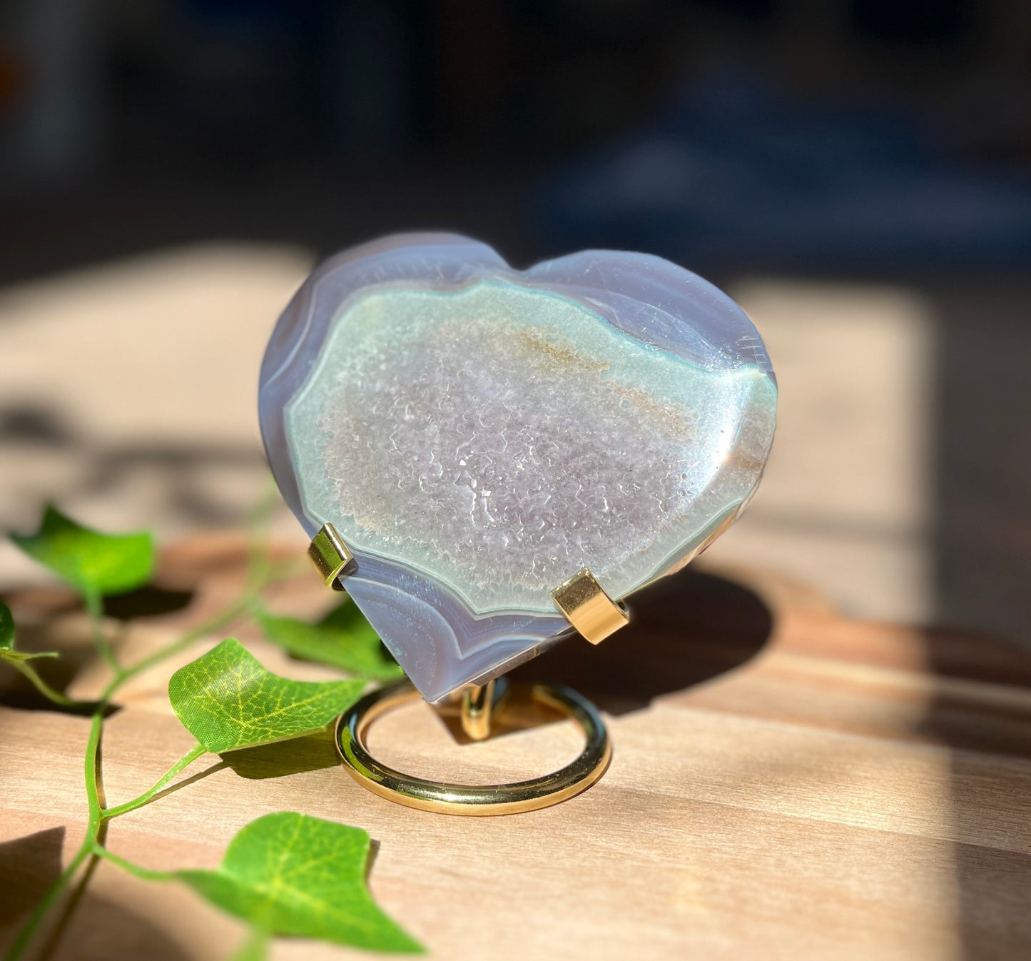 Druzy Agate Heart on Stand