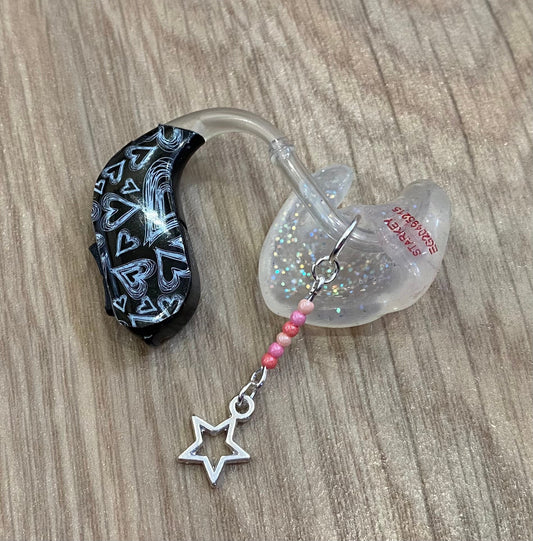 Pink Star Hearing Aid Charms