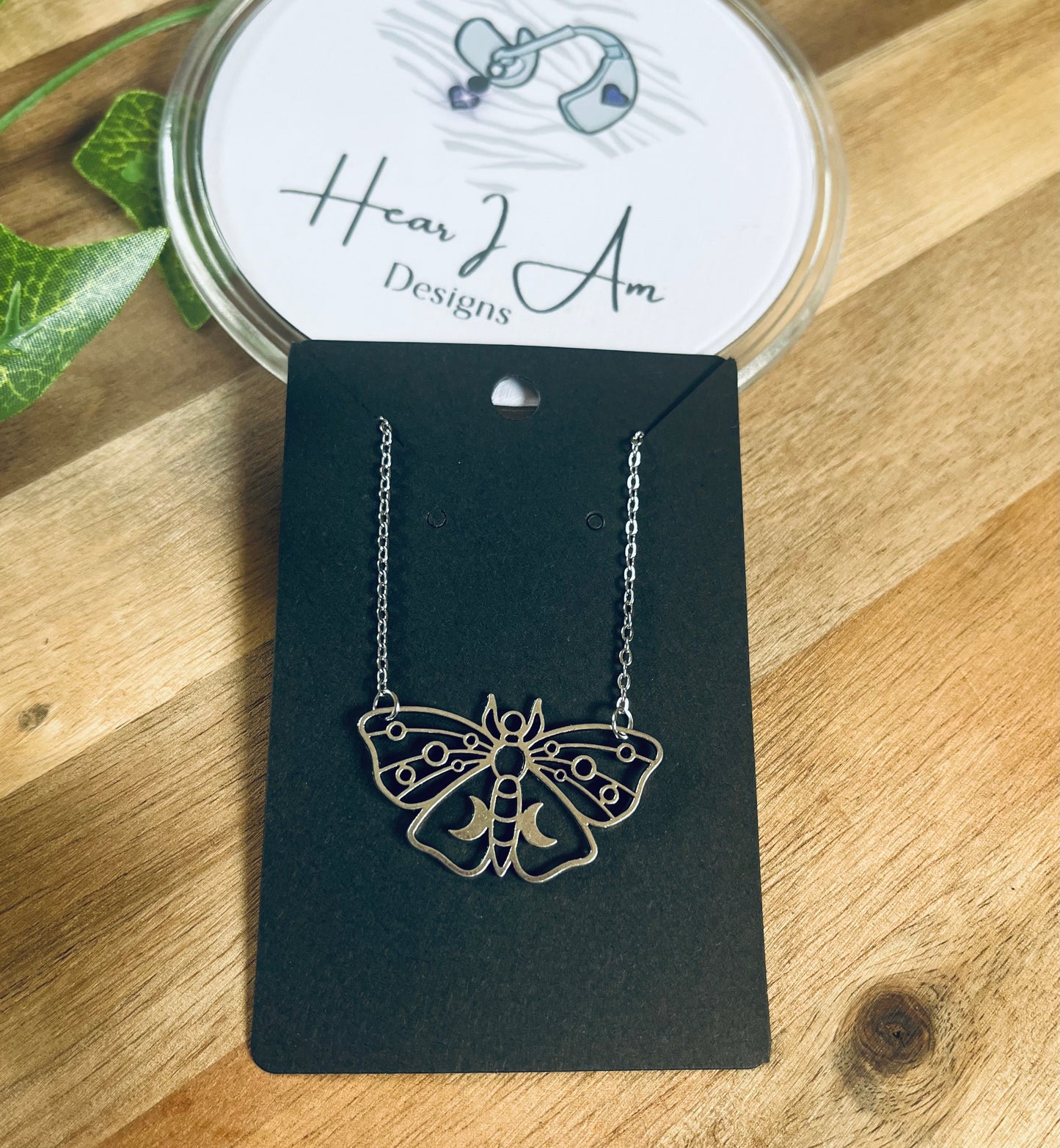 Stainless Steel Lunar Moth Necklace