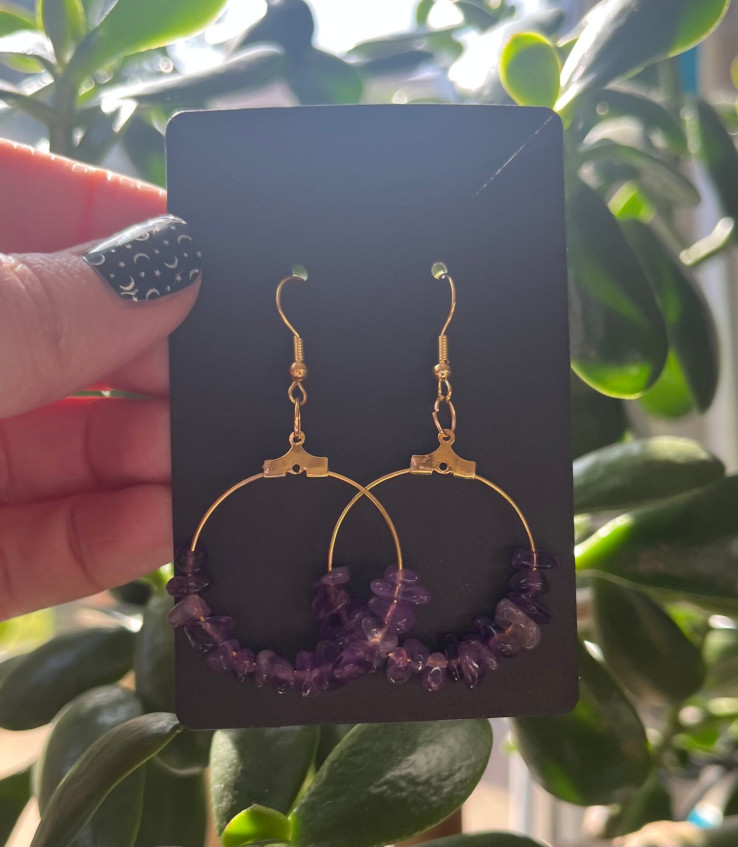 Crystal Chip Hoop Earrings (gold)
