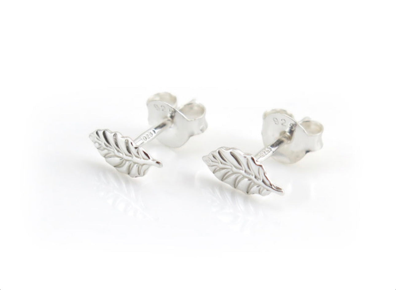 925 Sterling Silver Leaf Stud Earrings