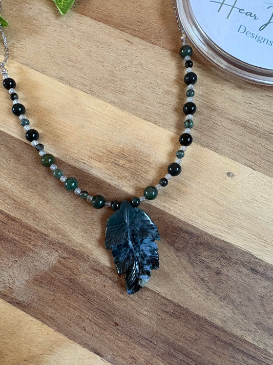 Crystal Leaf Pendant Necklaces