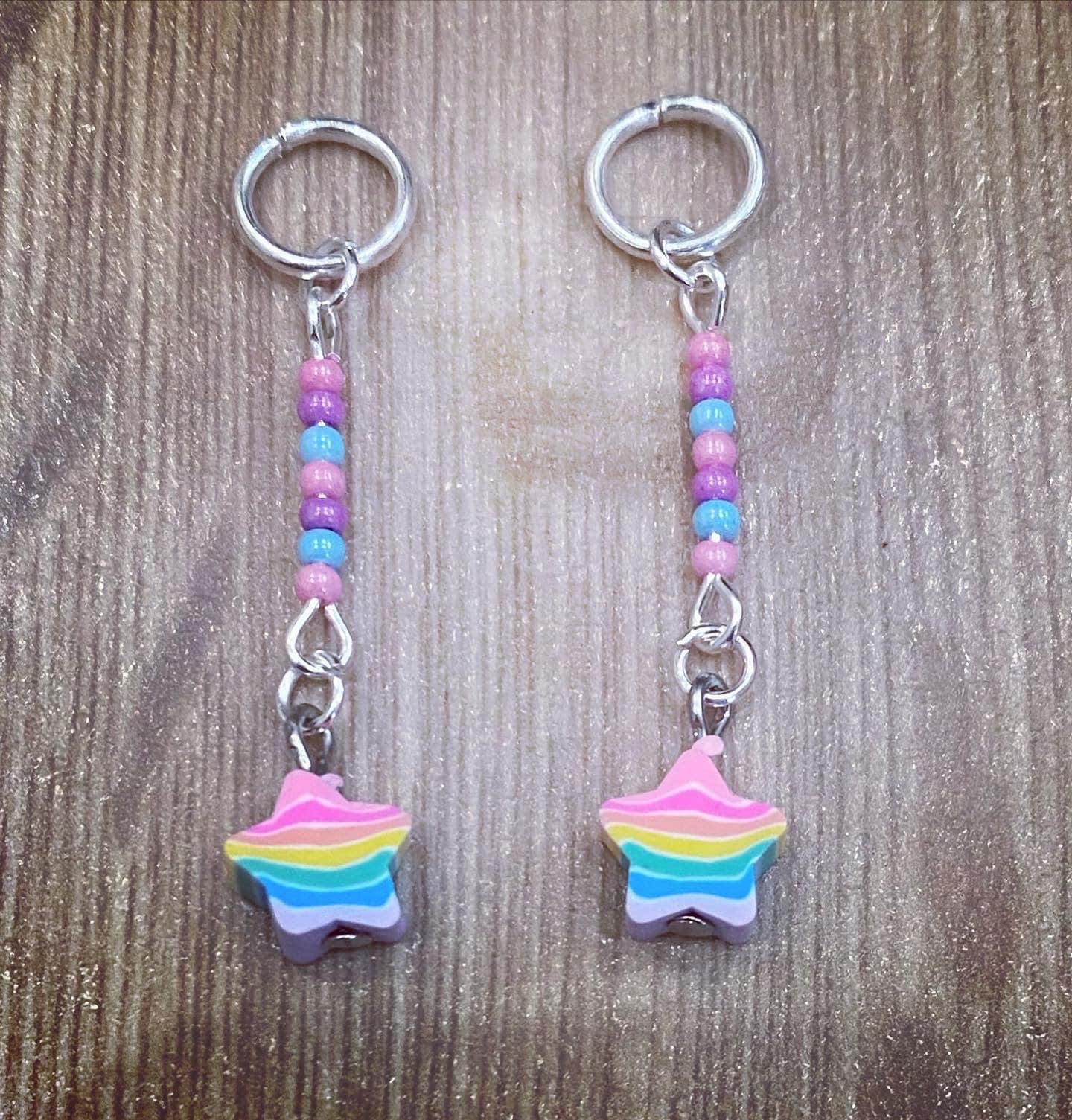 Striped Star Hearing Aid Charms