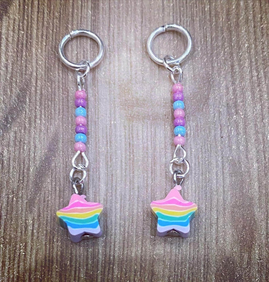 Striped Star Hearing Aid Charms