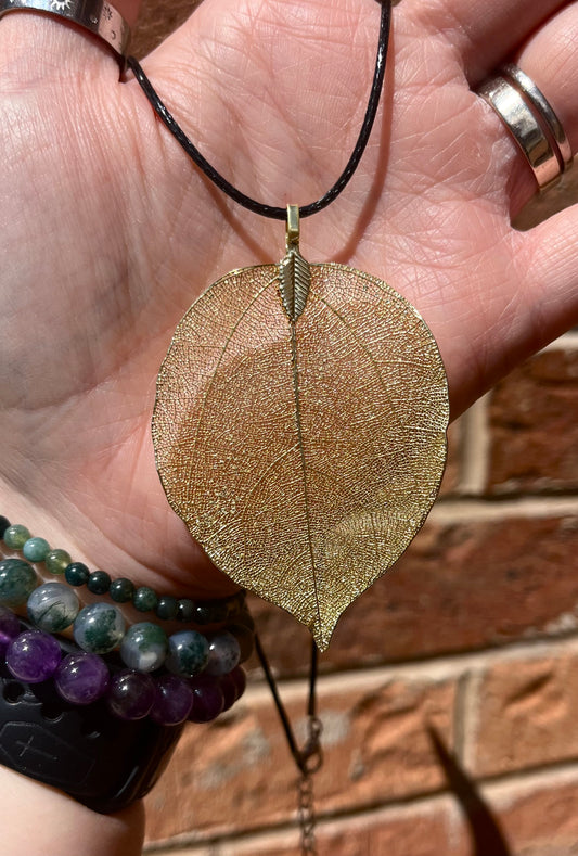 Real Leaf Pendant - Gold, Silver or Rainbow Finish