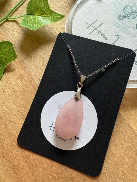 Rose Quartz Teardrop Pendant