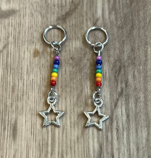 Silver Rainbow Star Hearing Aid Charms
