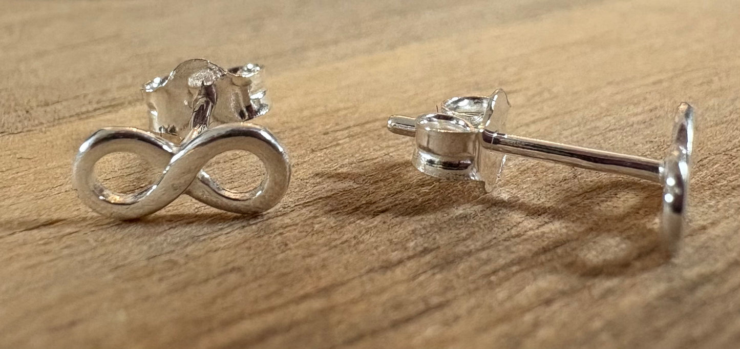 925 Sterling Silver Infinity Stud Earrings