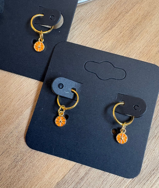 Tiny Gold Orange Slice Hearing Aid Charms (Pair)