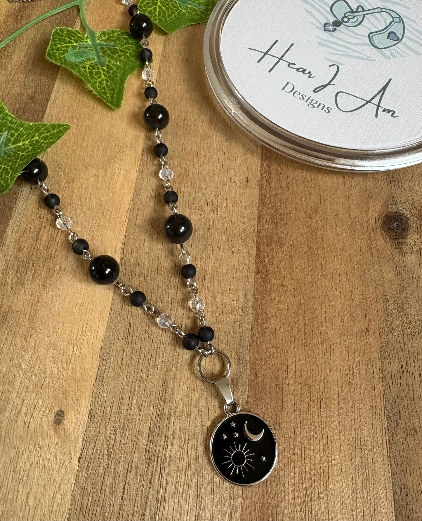 Glass & Ice Obsidian Star & Moon Necklace