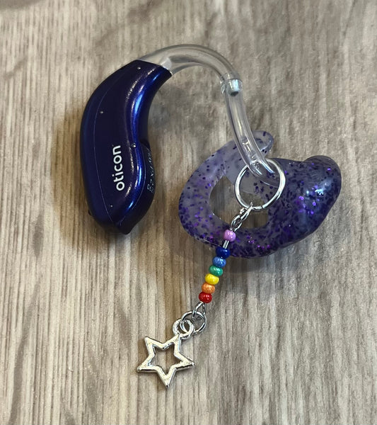Silver Rainbow Star Hearing Aid Charms