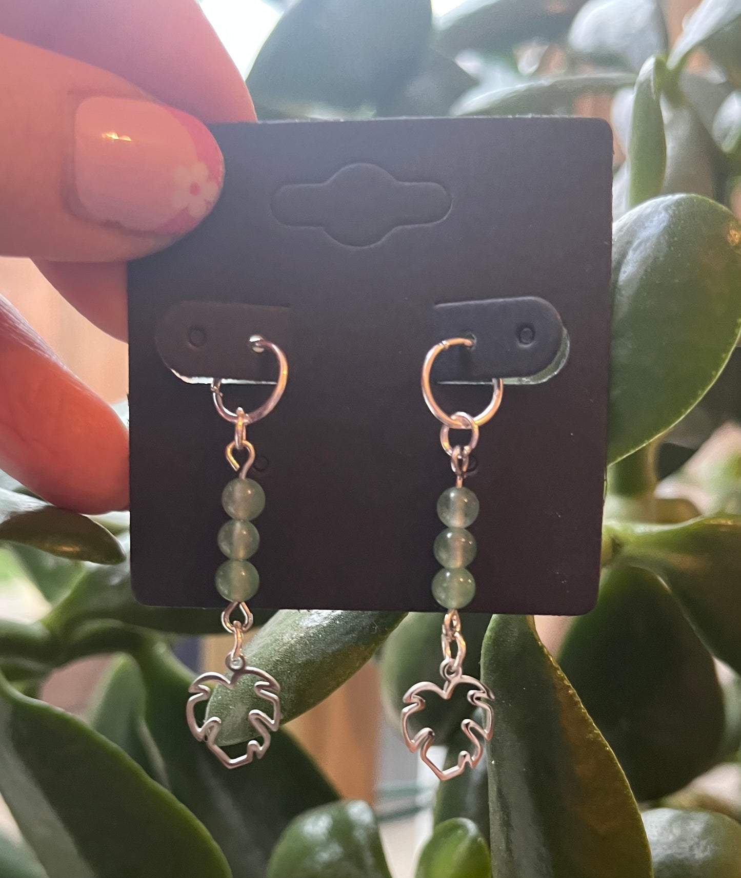 Leaf & Green Aventurine Hearing Aid Charms
