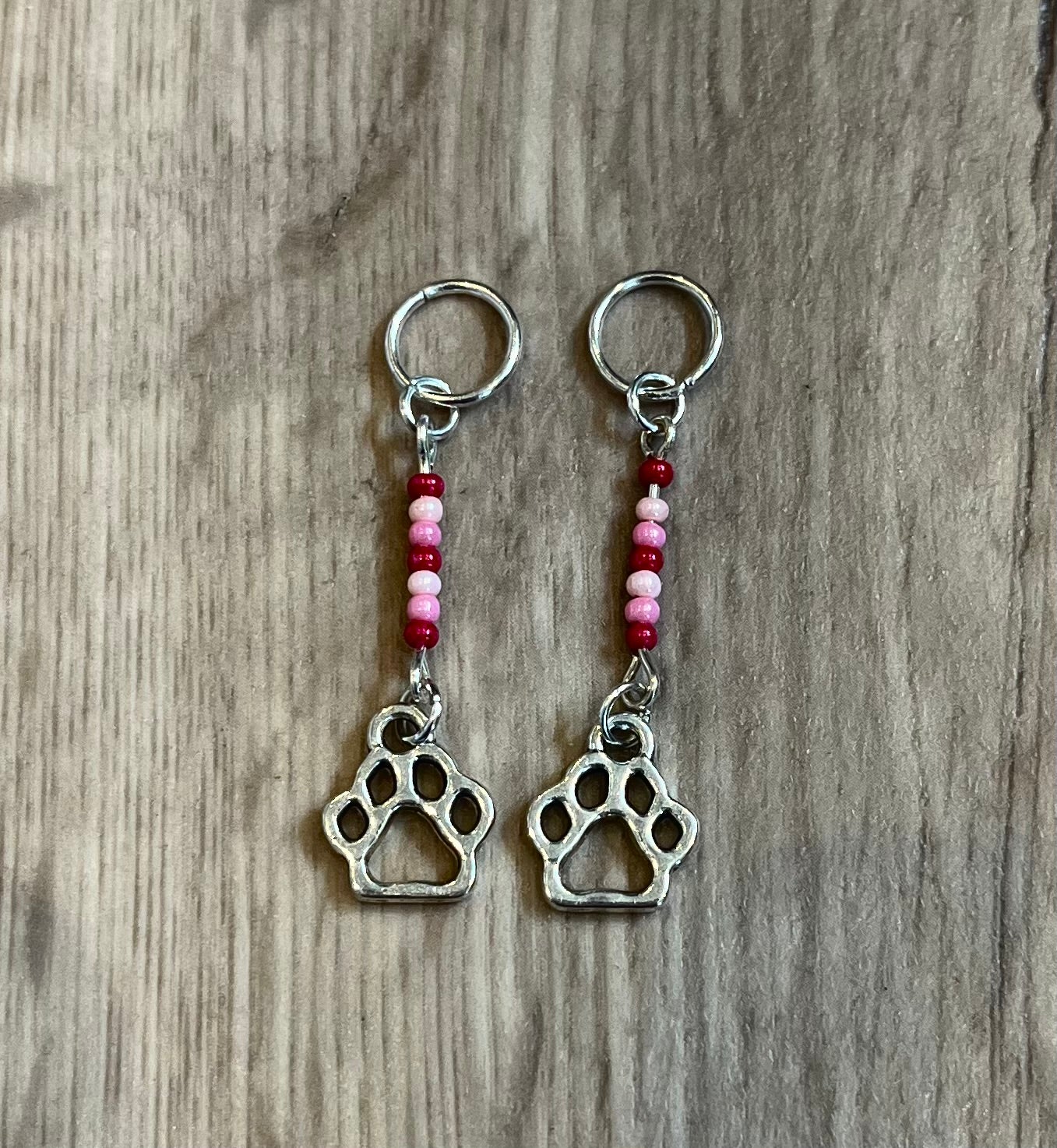 Pink Paw Print Hearing Aid Charms