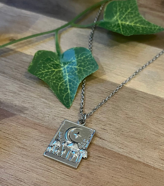 Stainless Steel Mushroom Moon Pendant