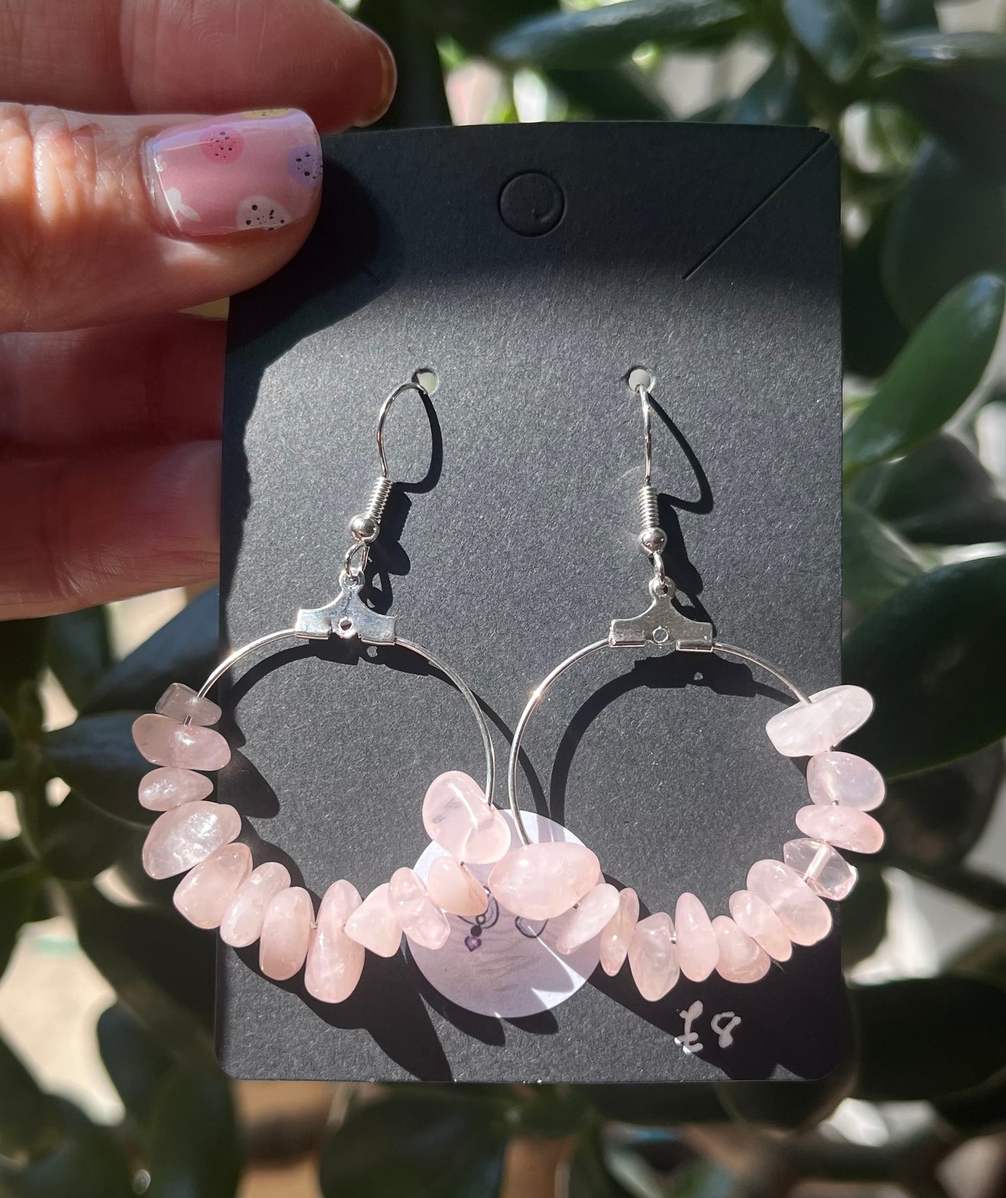 Crystal Chip Hoop Earrings (silver)