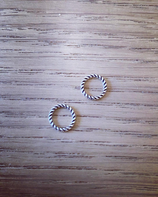 Pair of Tiny Silver Rope Charms