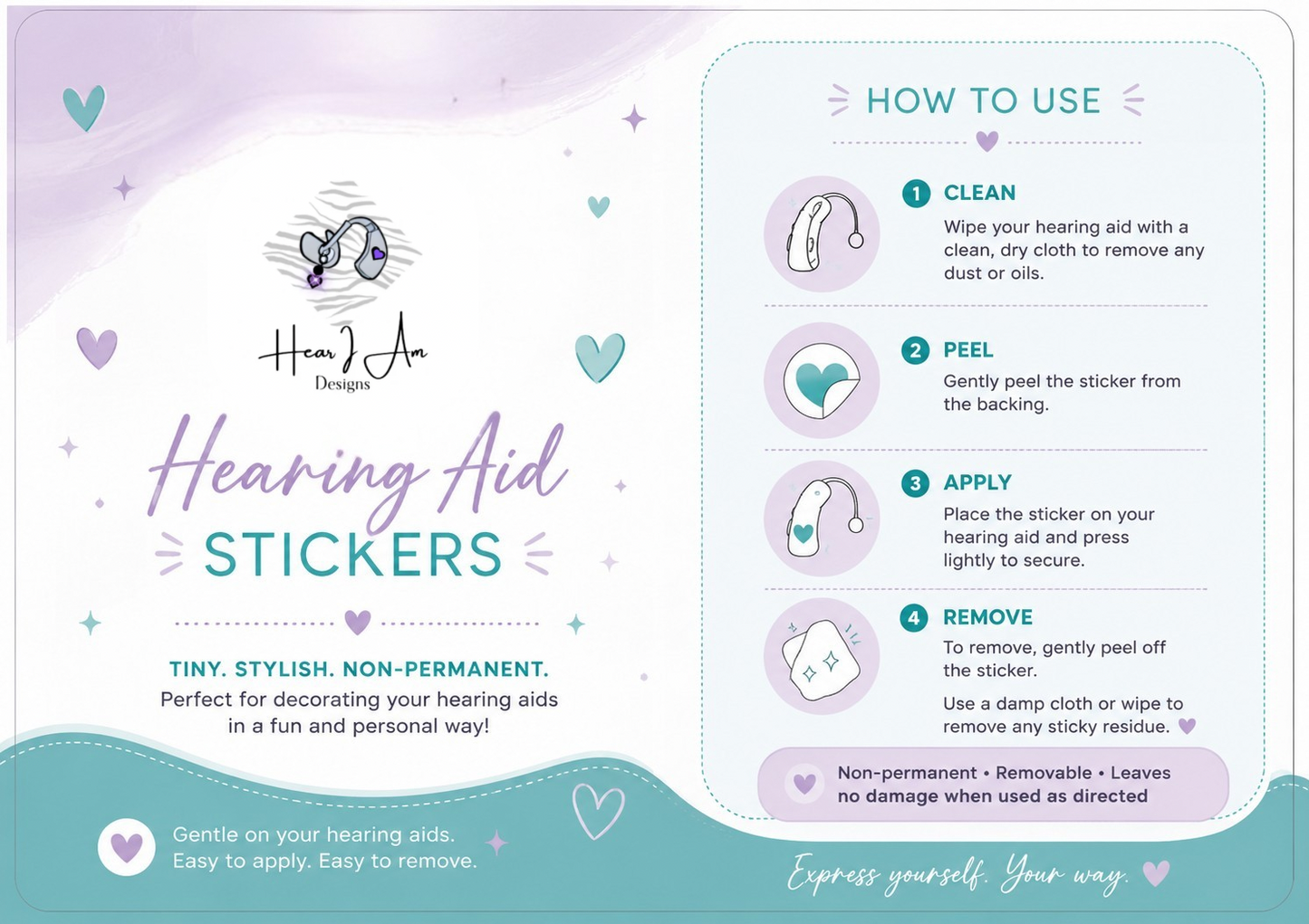 Hearing Aid Stickers - Various Designs