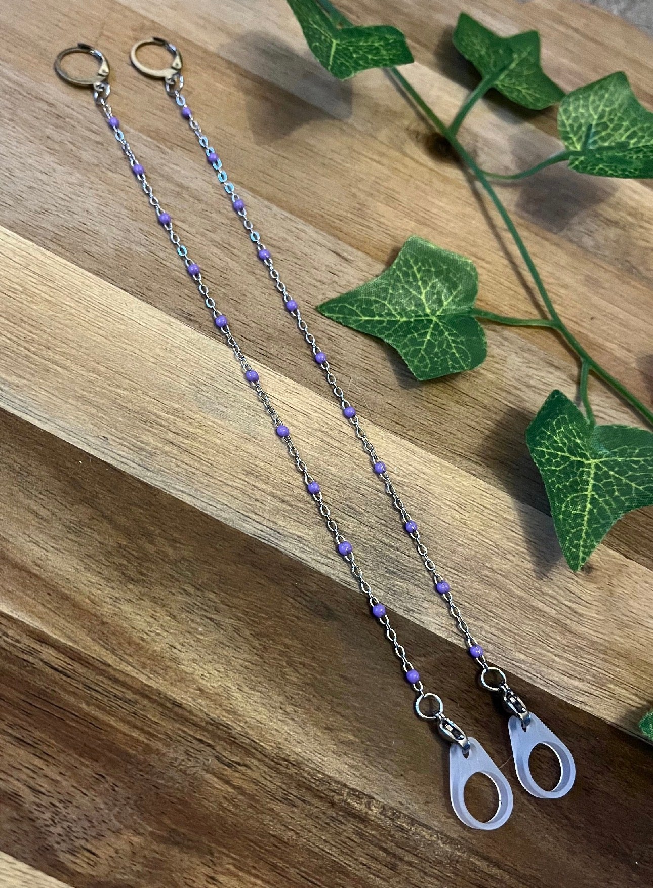 Purple Bead Earring Hearing Aid Retainers (sold individually)