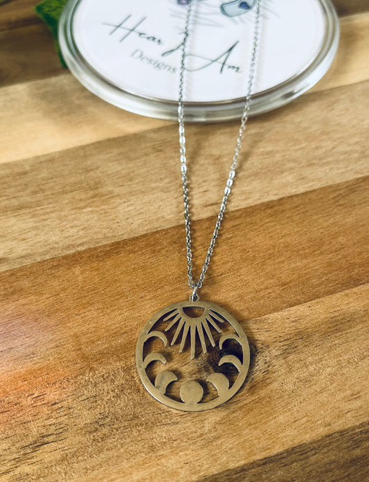 Sun and Moon Stainless Steel Necklace