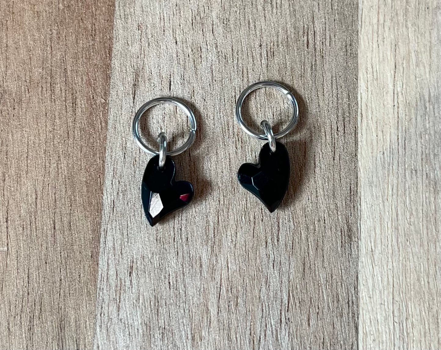 Mini Black Heart Hearing Aid Charms (Pair)