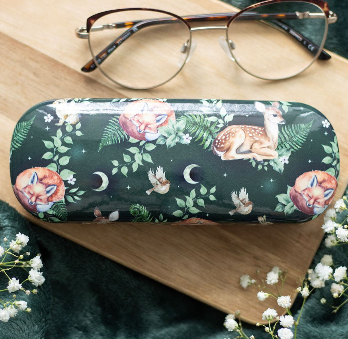 Fawn and Friends Forest Print Glasses Case
