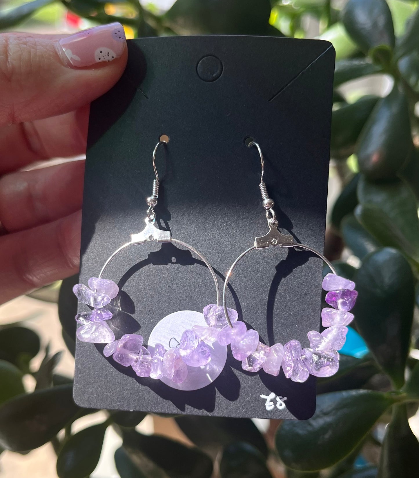 Crystal Chip Hoop Earrings (silver)