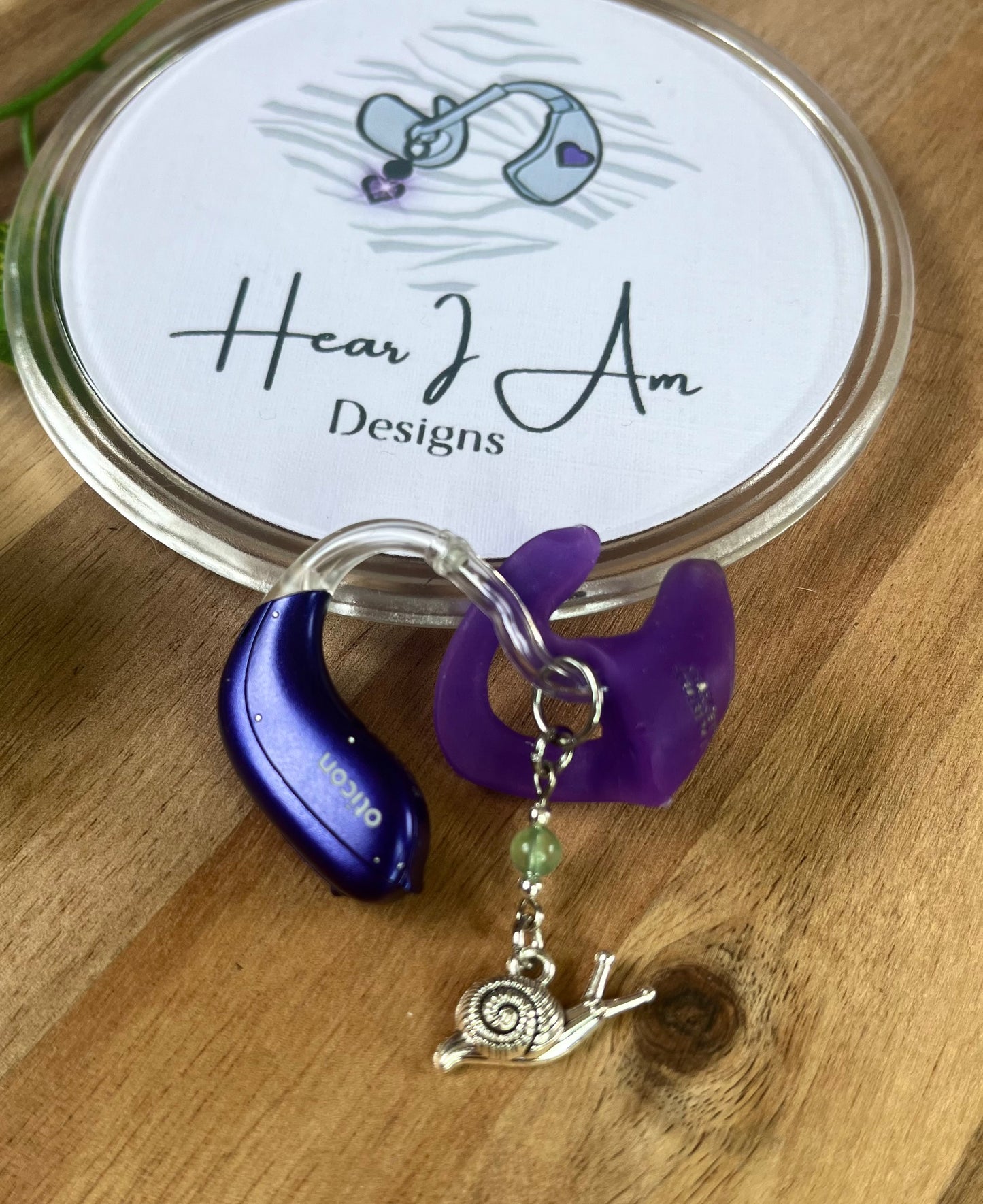Green Aventurine Snail Hearing Aid Charms