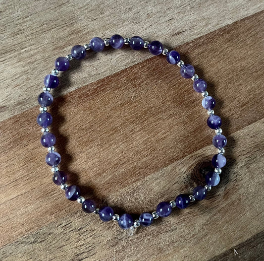 Elasticated Crystal & Stainless Steel Bead Bracelets