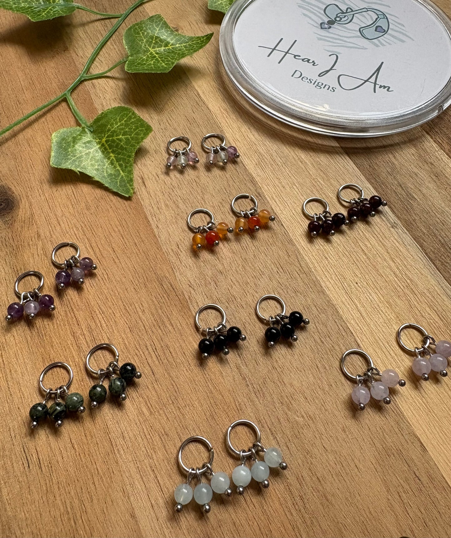 Trio Crystal Beaded Hearing Aid Charms – Pair
