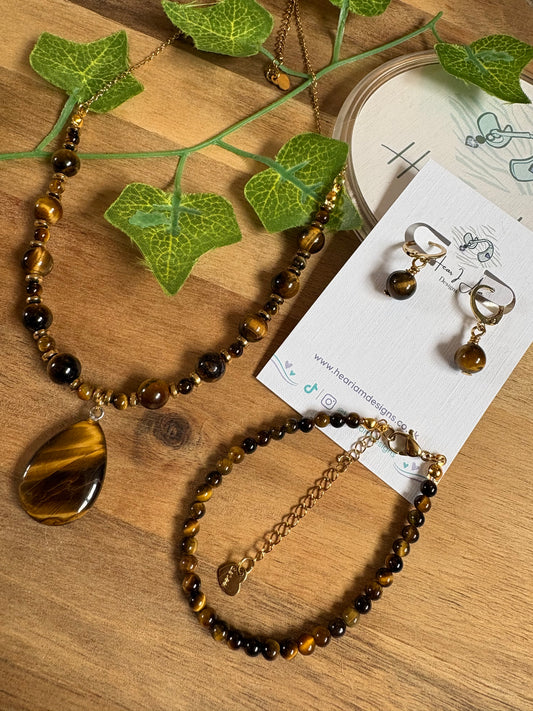 Tiger’s Eye Adjustable Beaded Bracelet