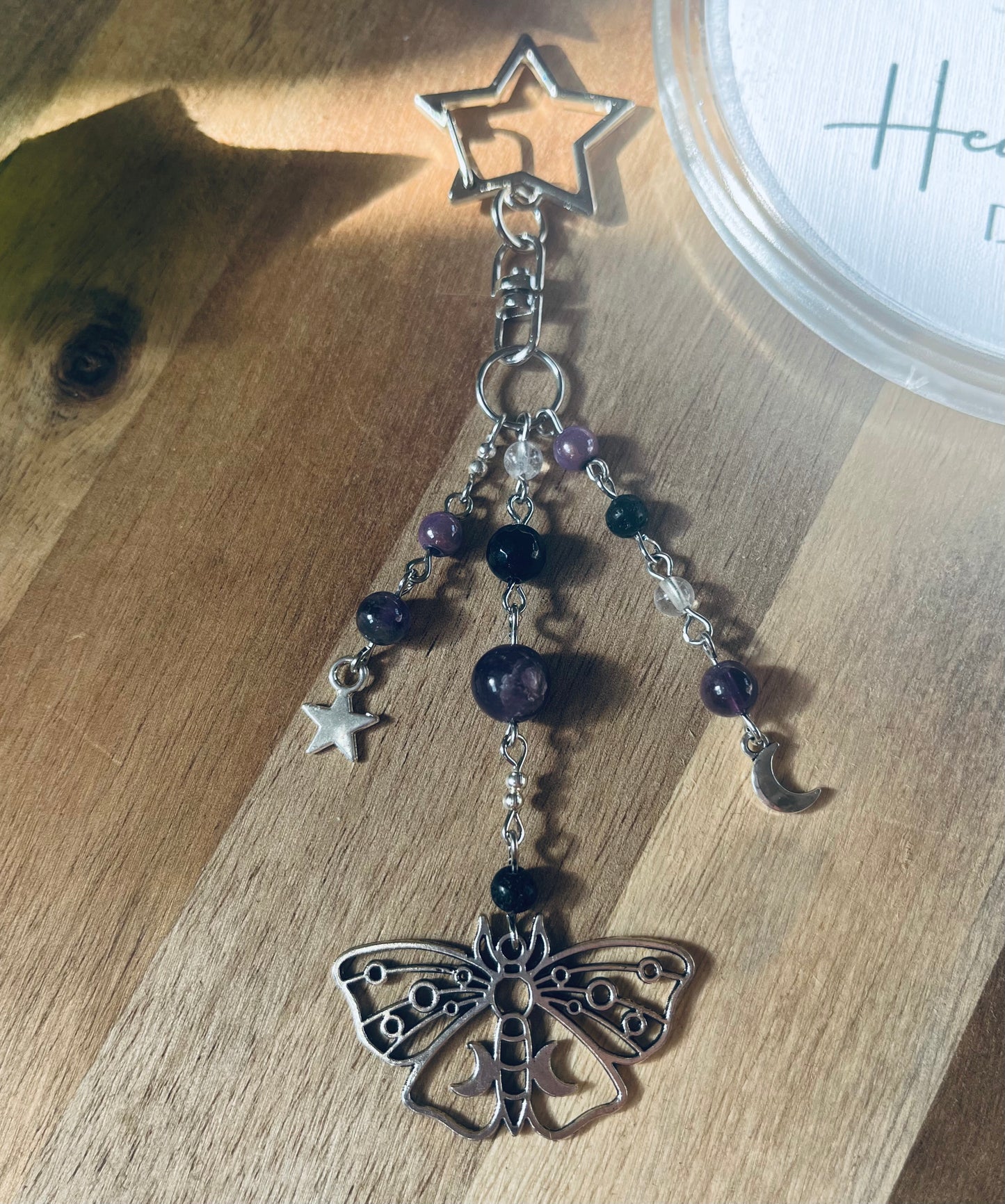 Handmade Crystal Bag Charm – Interchangeable Crystal Cage & Beaded Designs