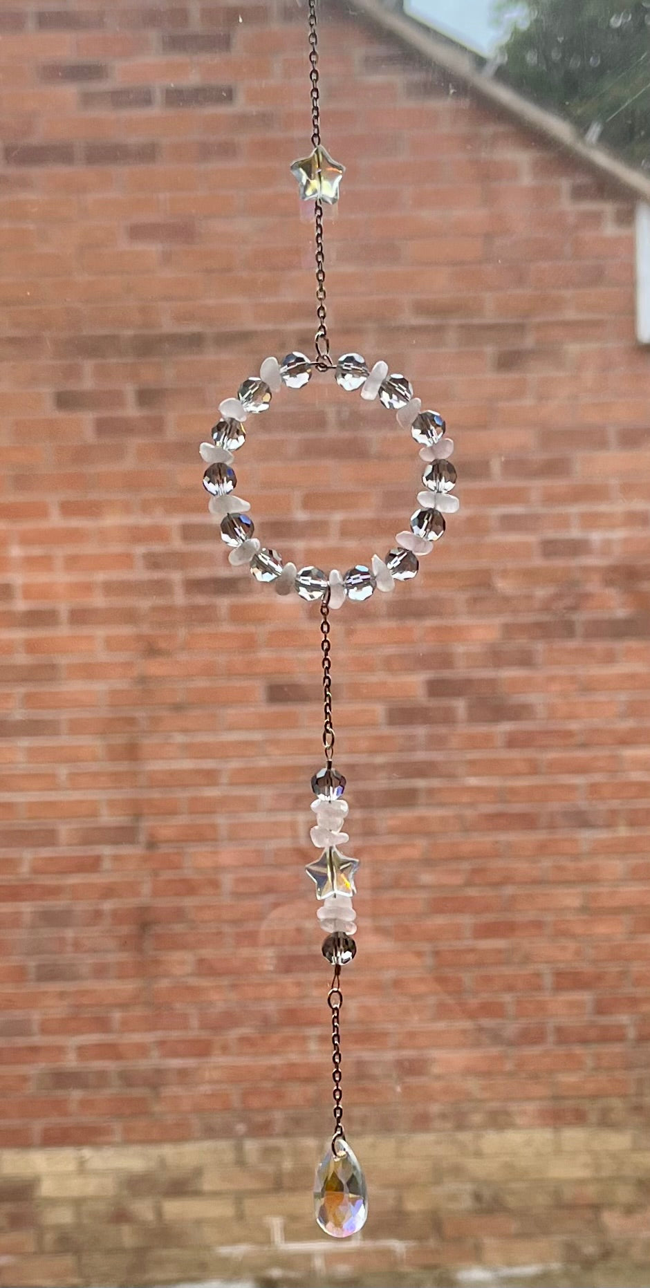 Rose Quartz & Glass Bead Suncatcher
