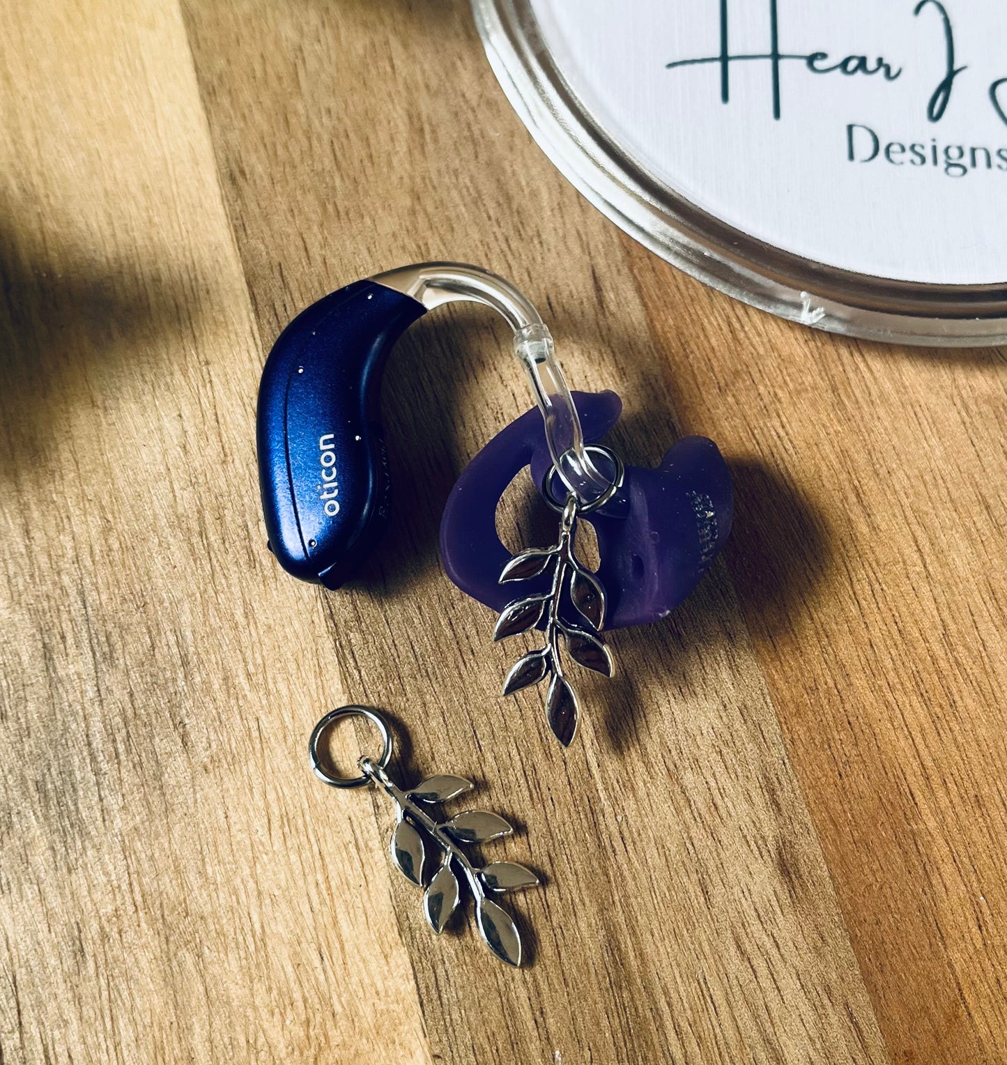 Silver Leaf Hearing Aid Charms – Pair
