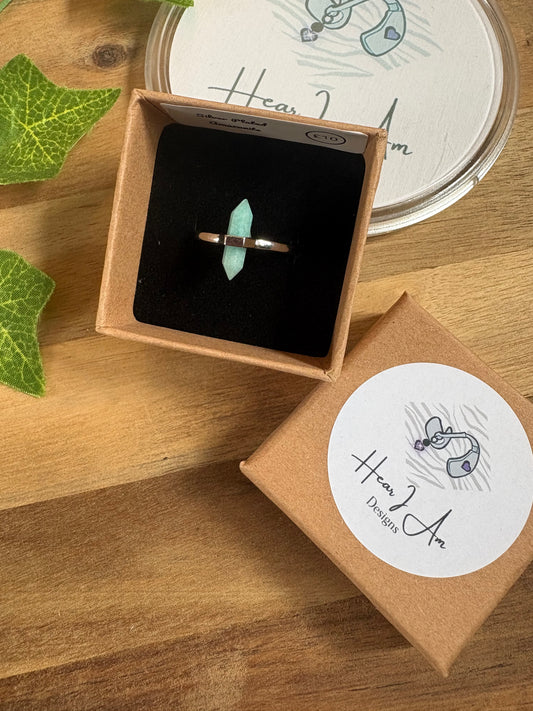 Silver-Plated Adjustable Gemstone DT Point Rings