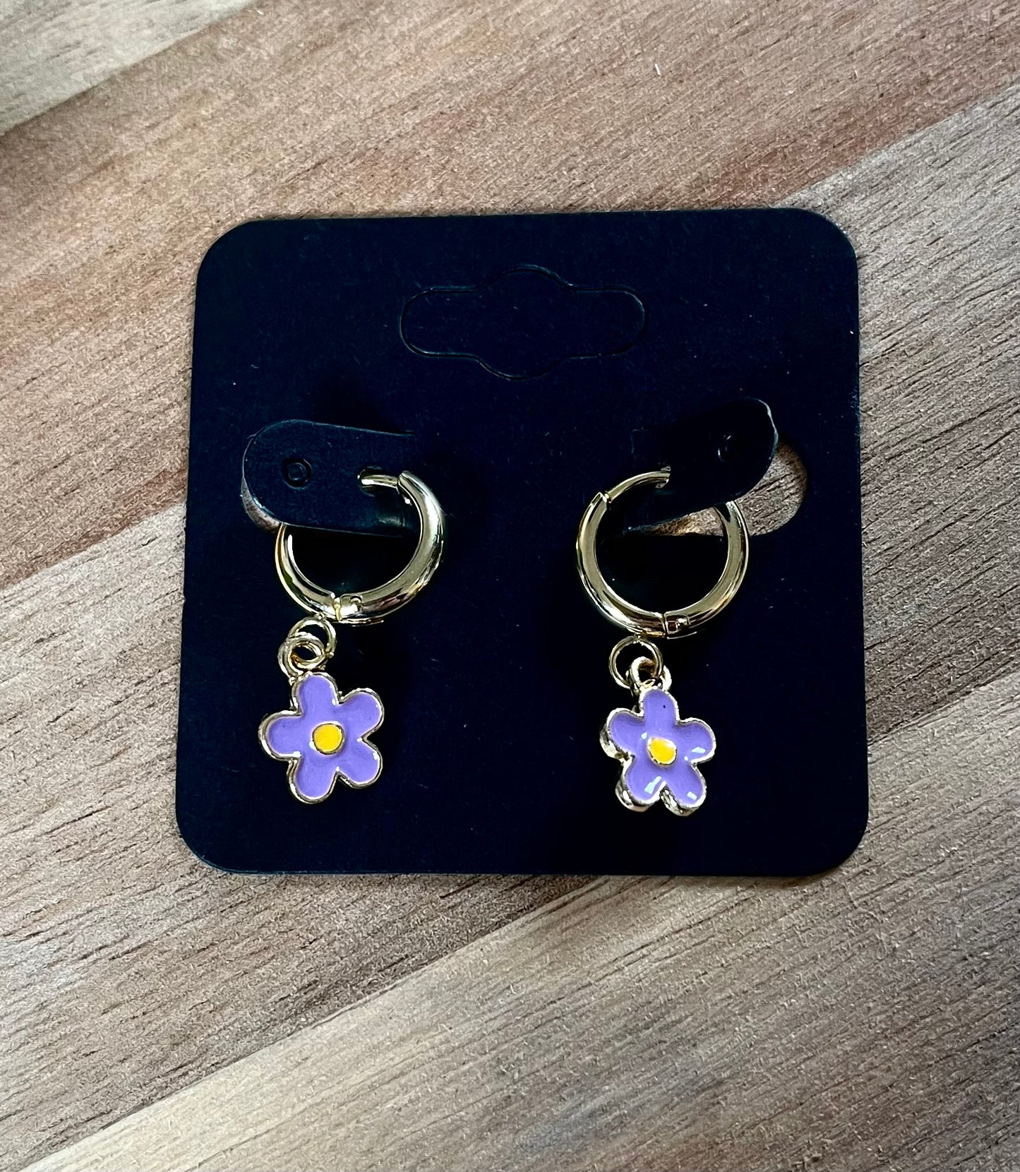 Stainless Steel Purple Daisy Earrings
