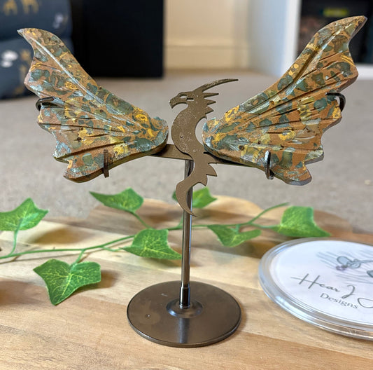 Ocean Jasper Dragon Wings on Stand