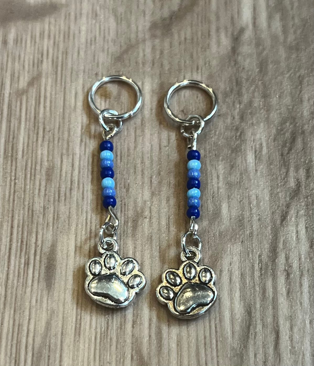 Blue Paw Print Hearing Aid Charms