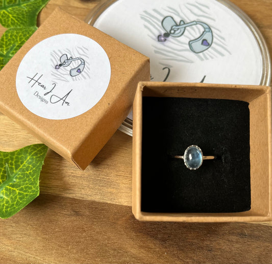925 Sterling Silver Aquamarine Adjustable Ring – Natural Gemstone
