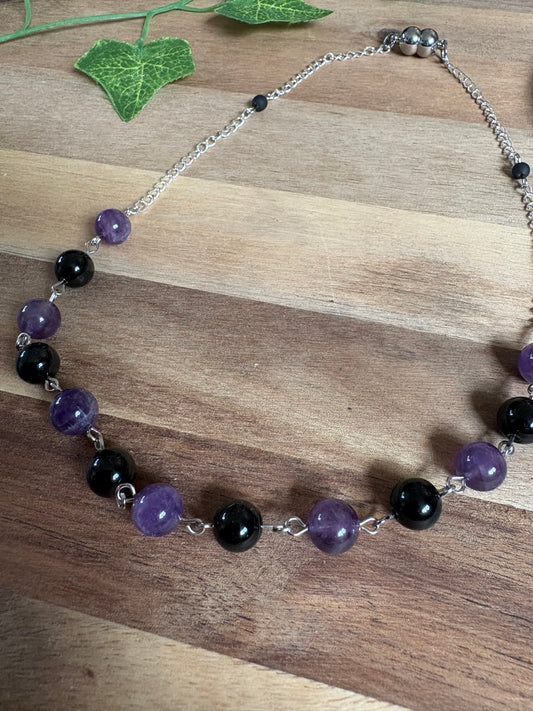 ✨ Amethyst & Black Agate Magnetic Necklace