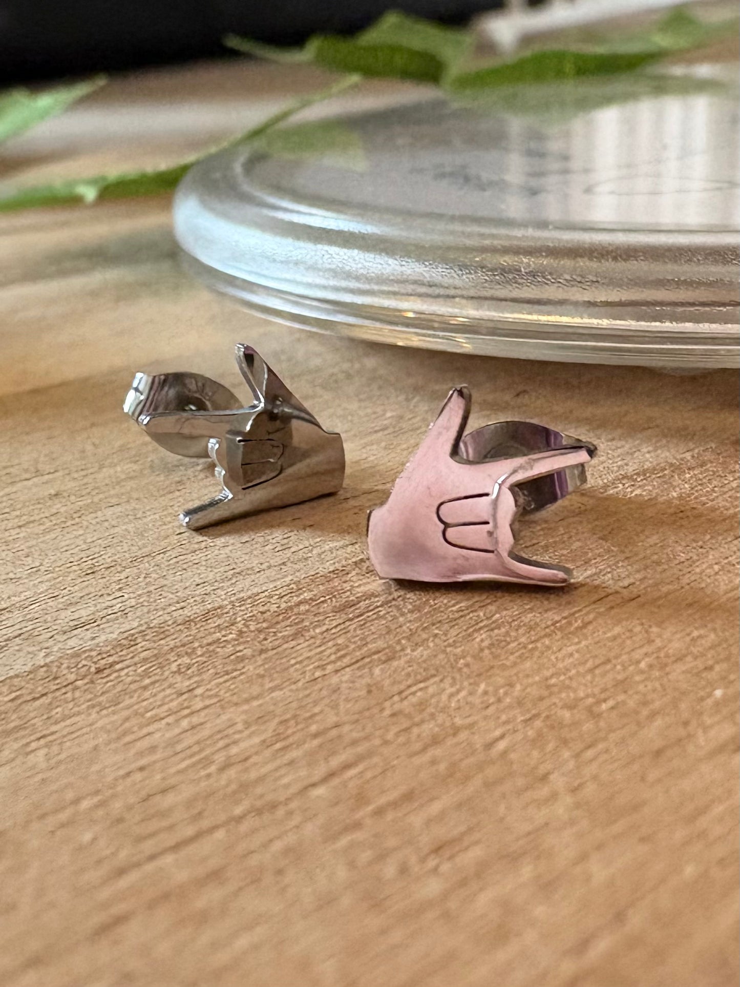 ILY Sign Stainless Steel Stud Earrings