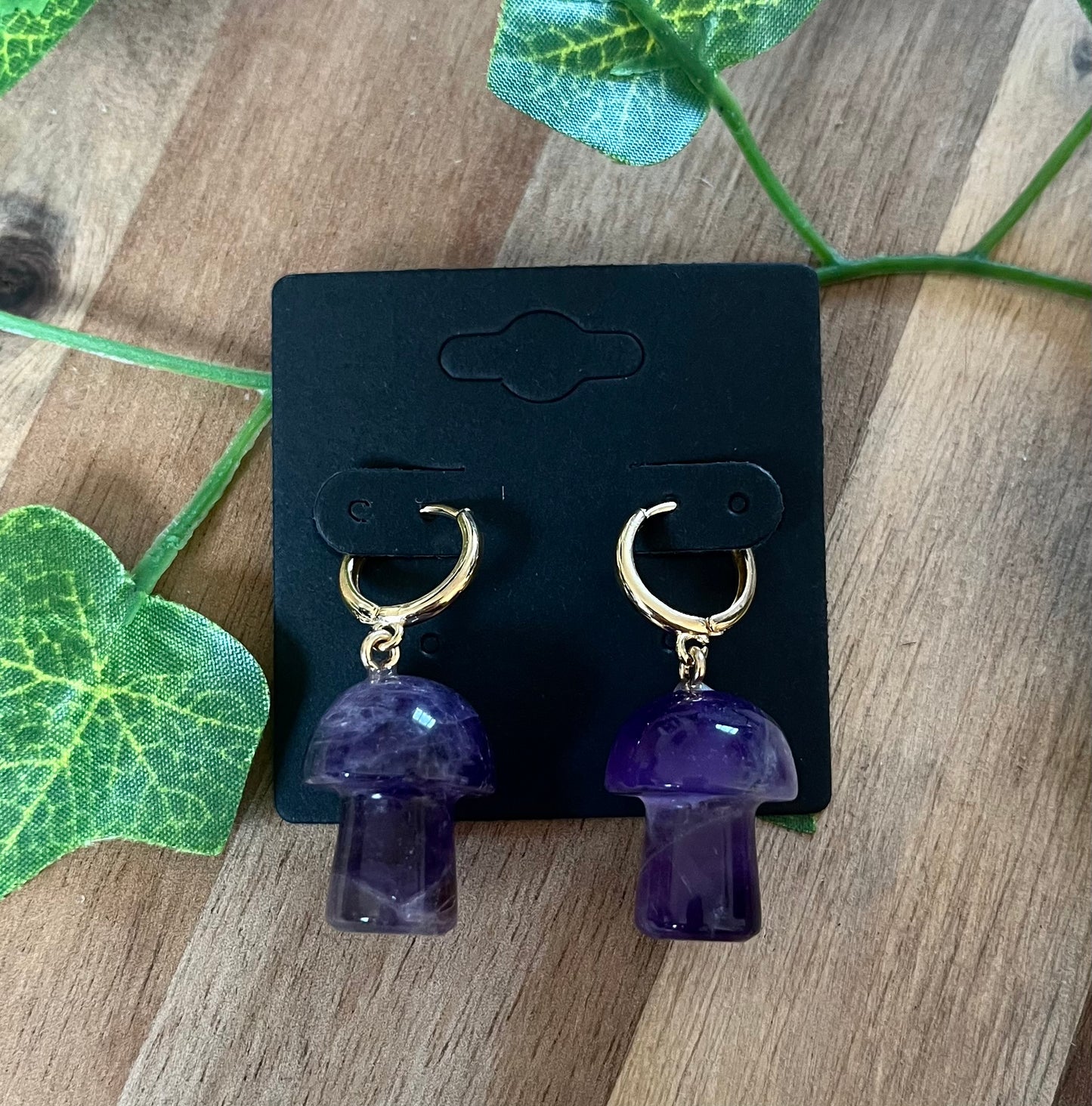 Crystal Mushroom Earrings - Available in Rose Quartz, Amethyst and Green Aventurine