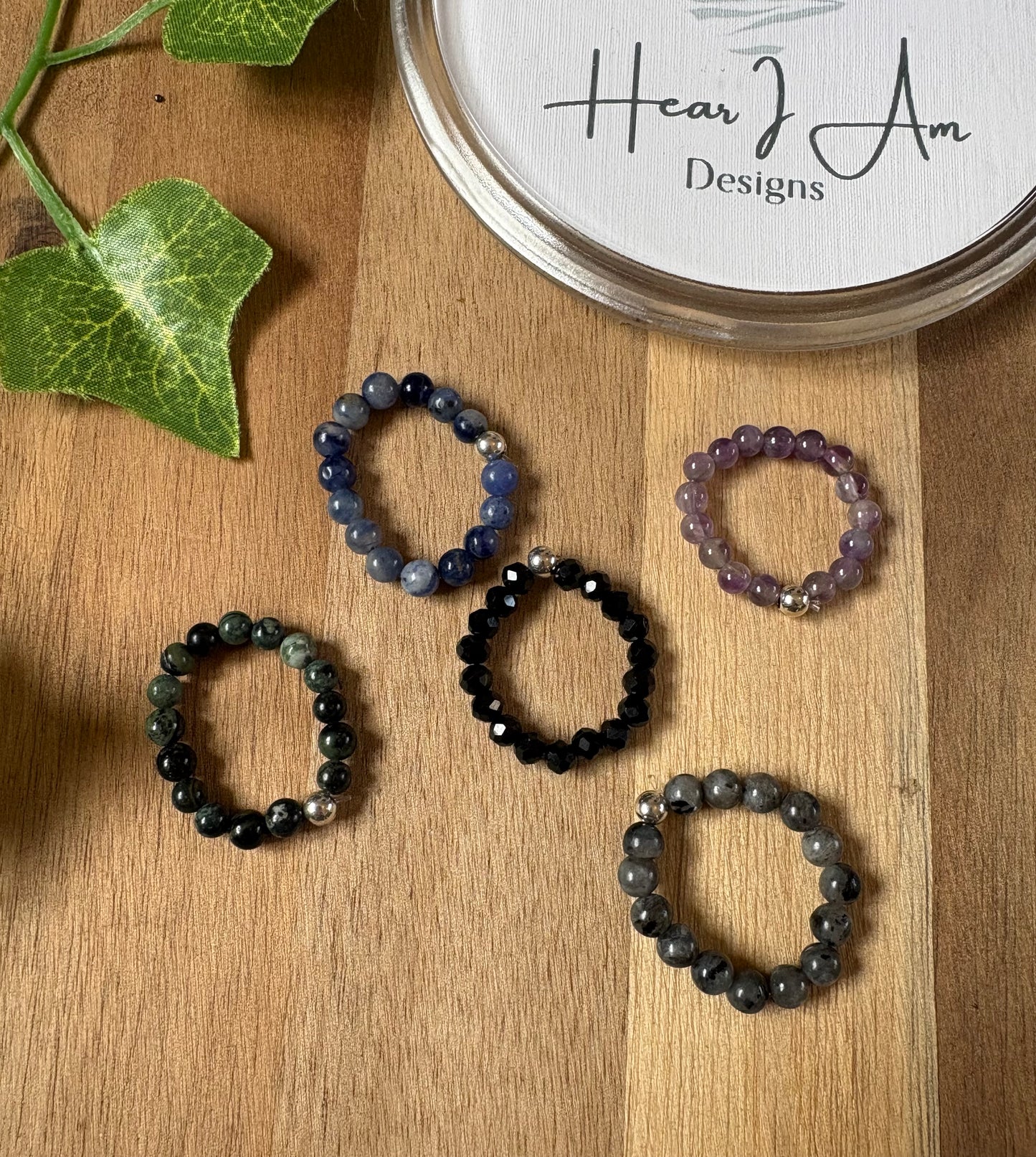 Crystal Beaded Rings - Various Materials Available