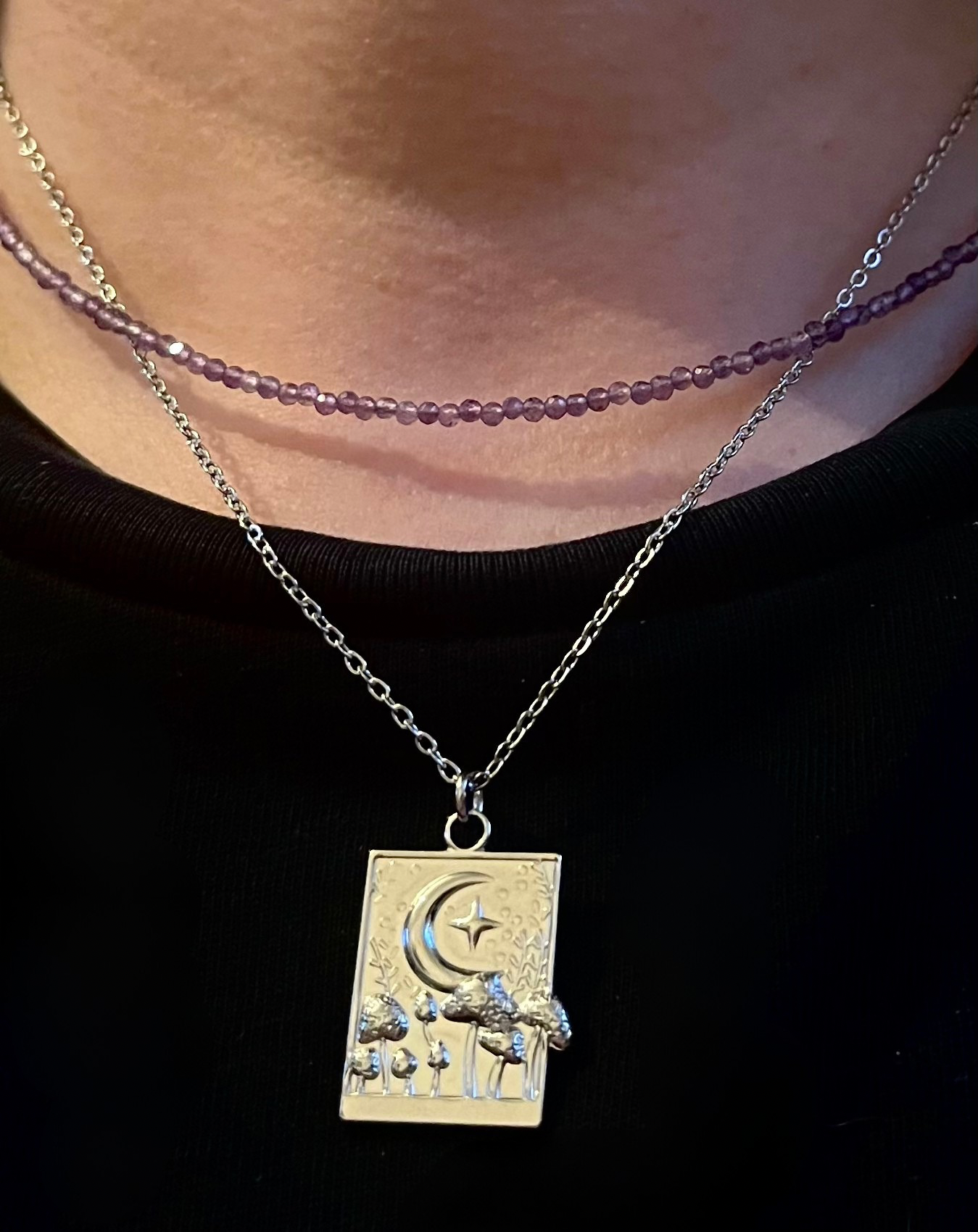 Stainless Steel Mushroom Moon Pendant