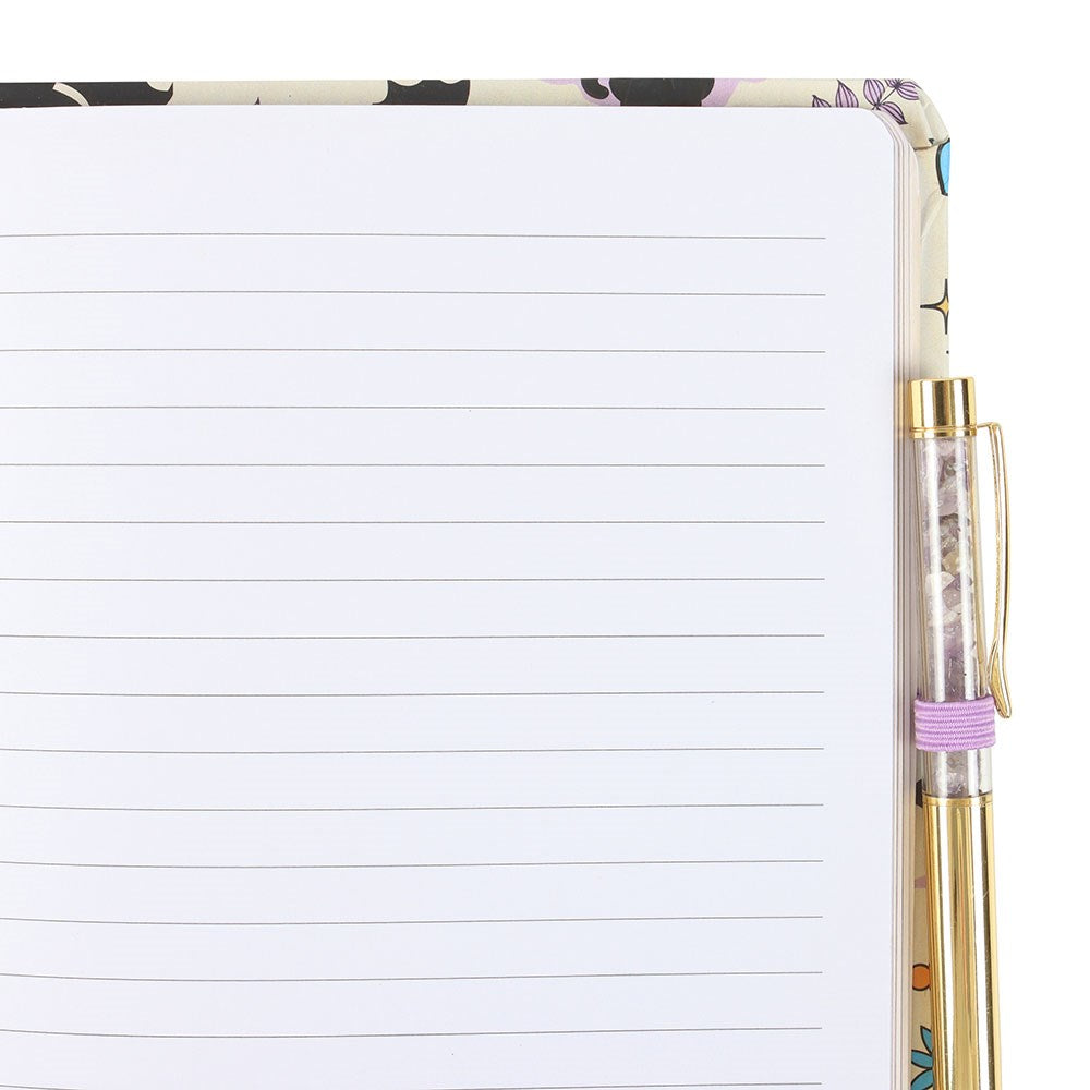 Cute and Creepy Print A5 Notebook with Amethyst Chip Pen