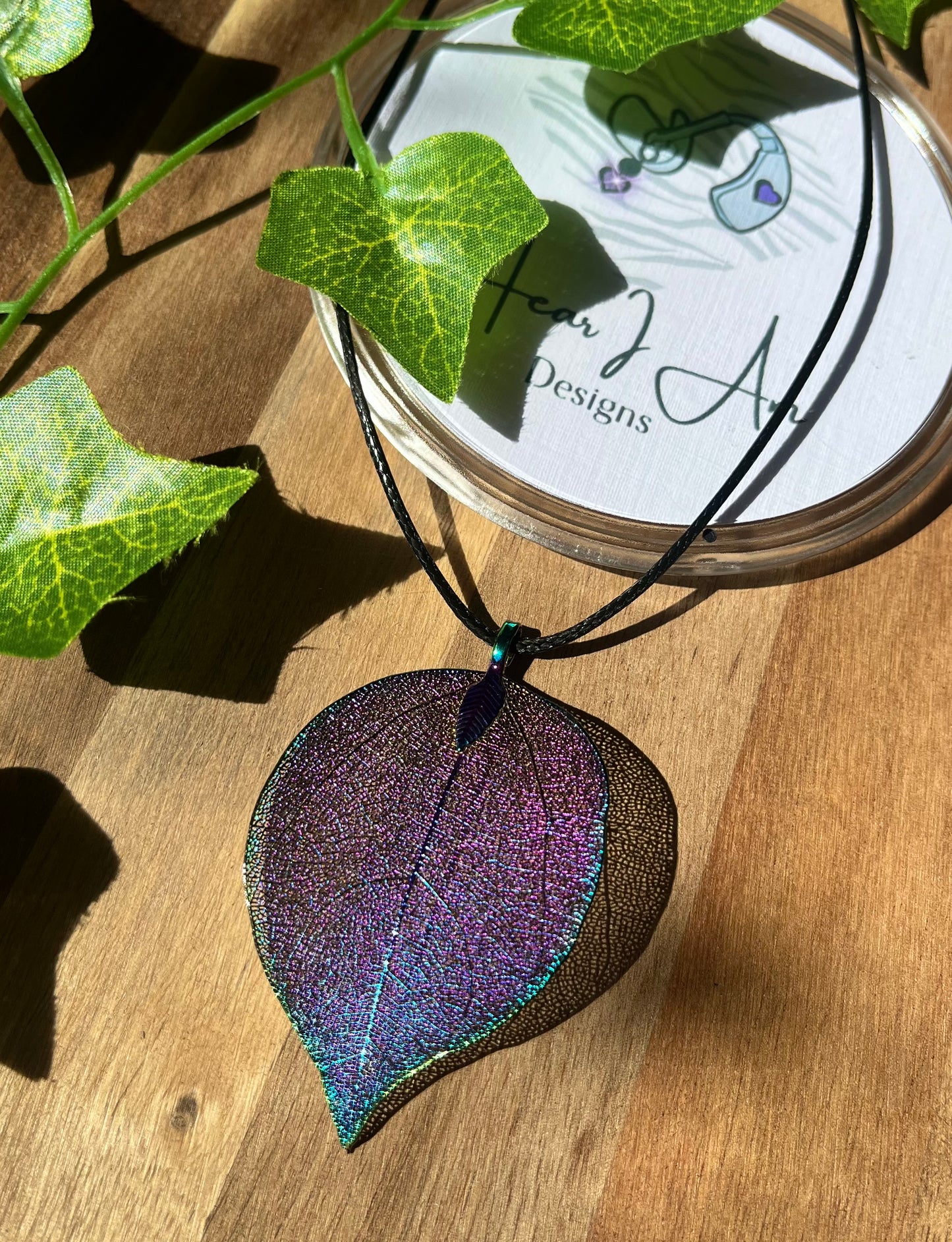 Real Leaf Pendant - Gold, Silver or Rainbow Finish
