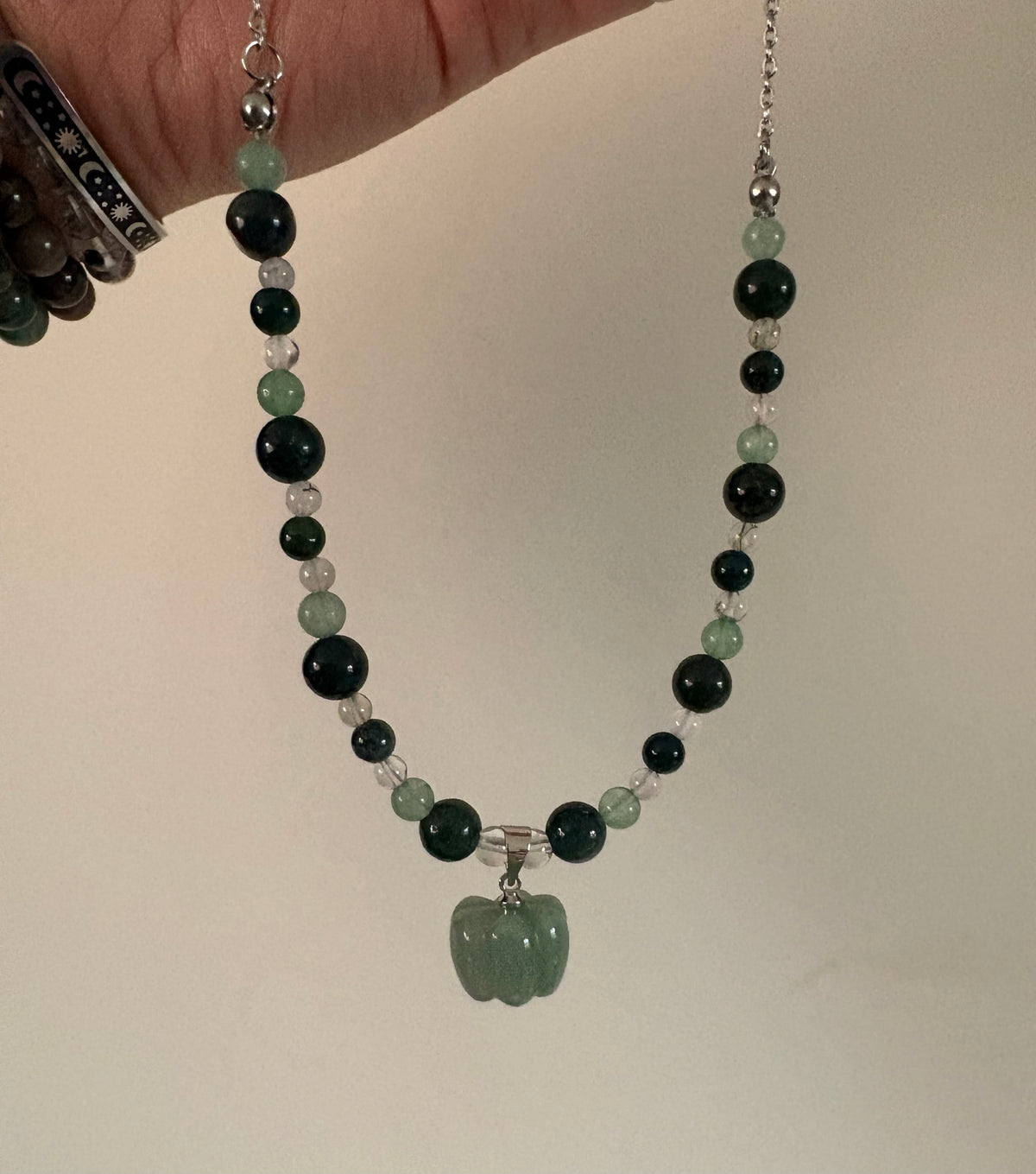 Moss Agate & Green Aventurine Pumpkin Necklace 🎃🌿