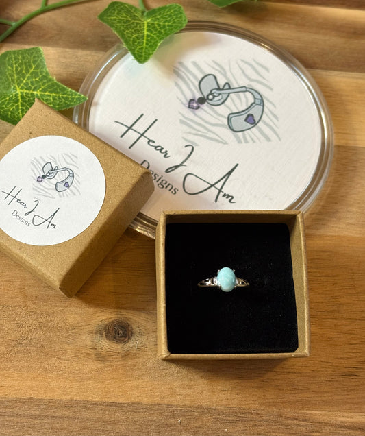 Silver Plated Adjustable Gemstone Ring – Larimar, Kunzite, Aquamarine, Garnet & Peridot