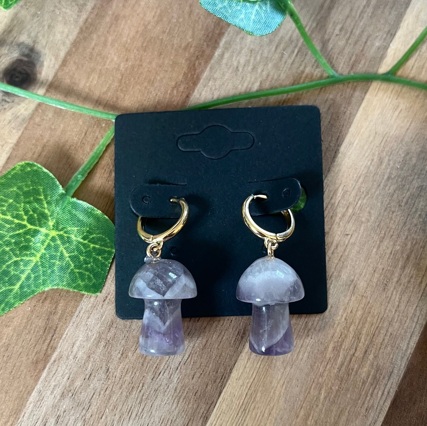 Crystal Mushroom Earrings - Available in Rose Quartz, Amethyst and Green Aventurine
