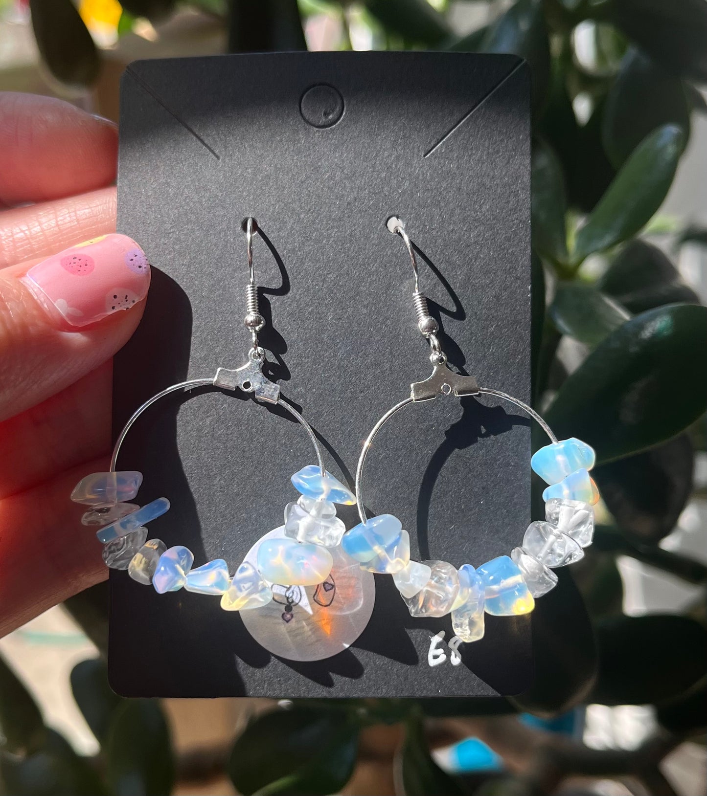 Crystal Chip Hoop Earrings (silver)