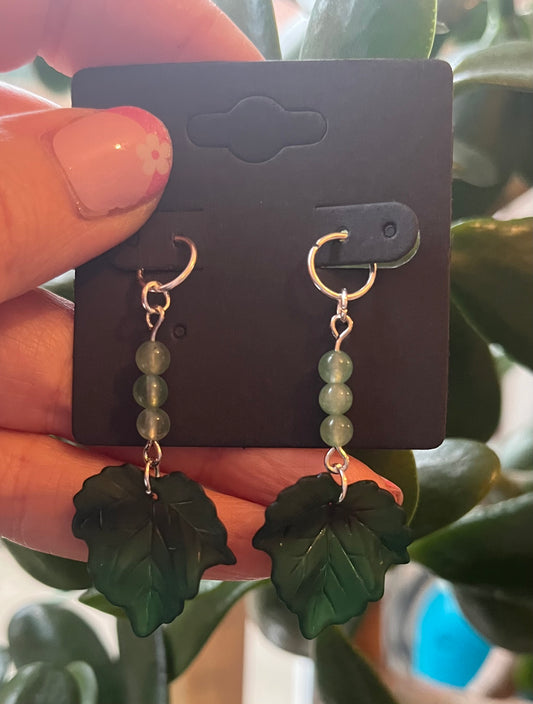 Leaf & Green Aventurine Hearing Aid Charms